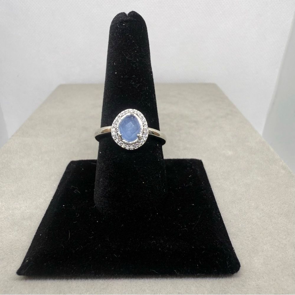 Bomb Party Size 10 ring genuine blue quartz rhodium plated RBP3345 - Picture 3 of 4